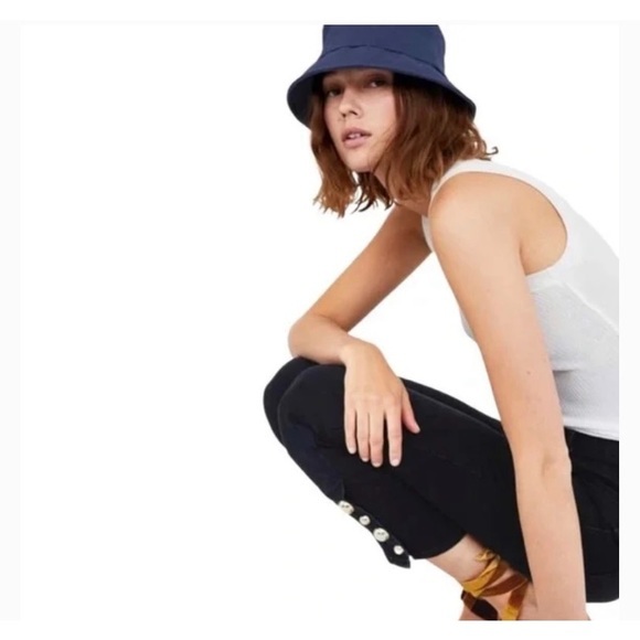 ZARA TRAFALUC CROPPED SKINNY JEANS ANKLE GOLD BUTTONS SIZE 4 - Picture 4 of 13